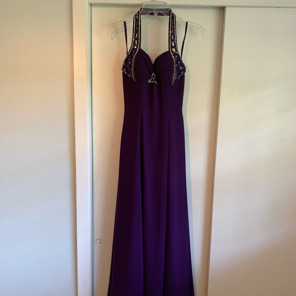 Purple prom dress with halter